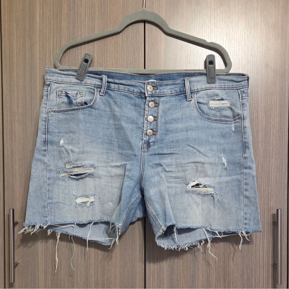 Old Navy Distressed Denim Shorts With Button Closure